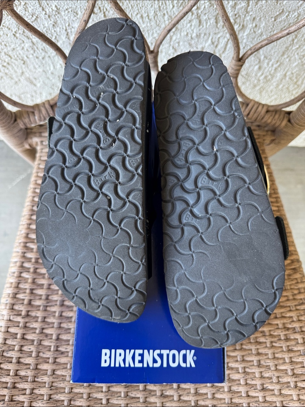 Birkenstock Arizona Big Buckle Sandals in Black with Gold Buckles - Picture 10 of 10